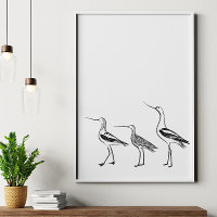 Bird Art Minimalist Drawing in Black and White