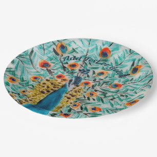 Bird Art Peafowl Peacock Paper Plate