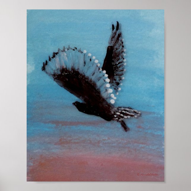 Bird Art Sunrise Owl Flying Poster (Front)