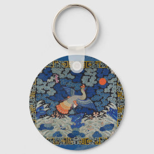 Bird Artwork Crested chinese embroidery artwork Key Ring