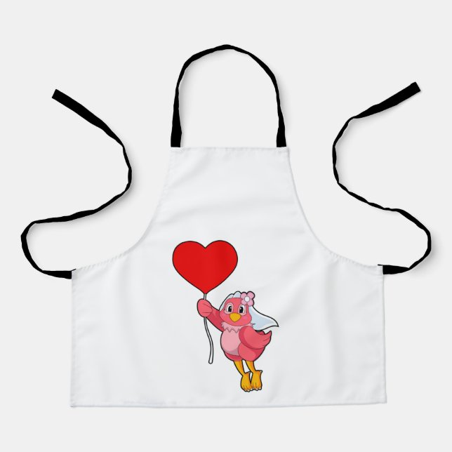 Bird as Bride with Veil & Heart Balloon Apron (Front)