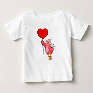 Bird as Bride with Veil & Heart Balloon Baby T-Shirt