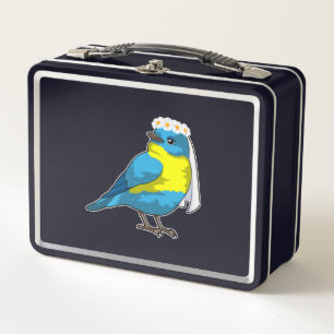 Bird as Bride with Wreath of flowers Metal Lunch Box