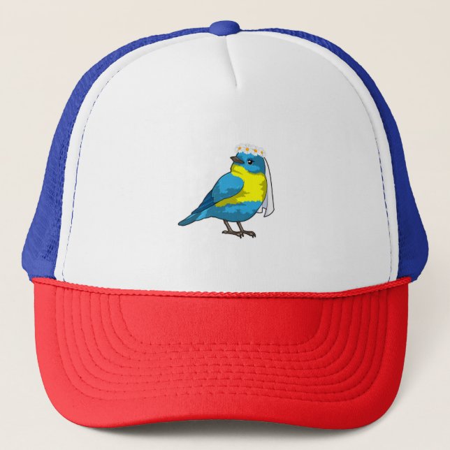 Bird as Bride with Wreath of flowers Trucker Hat (Front)