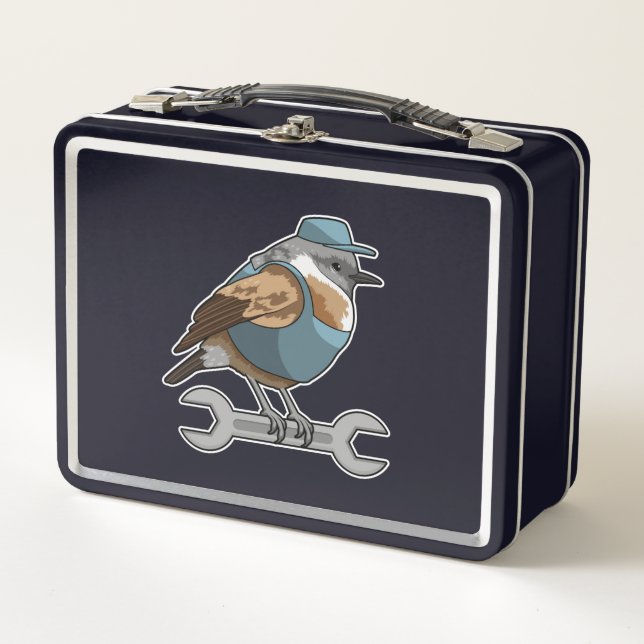 Bird as Carftsman with Wrench Metal Lunch Box (Front)
