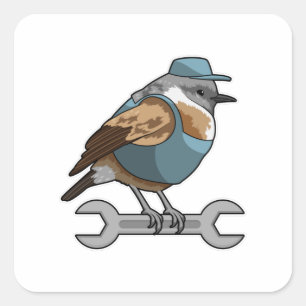 Bird as Carftsman with Wrench Square Sticker