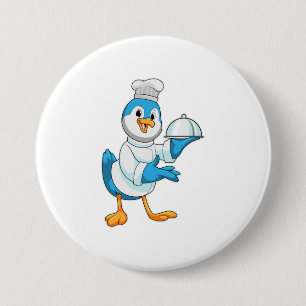 Bird as Cook with Platter 7.5 Cm Round Badge