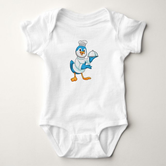 Bird as Cook with Platter Baby Bodysuit (Front)