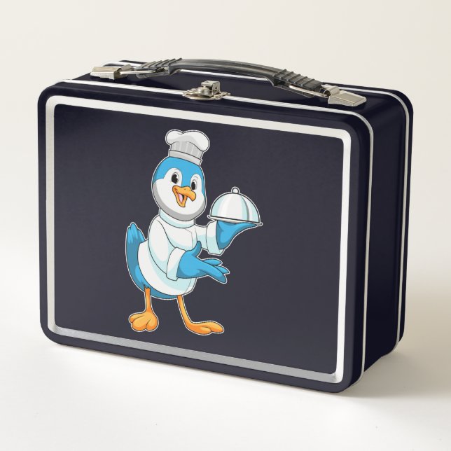 Bird as Cook with Platter Metal Lunch Box (Front)