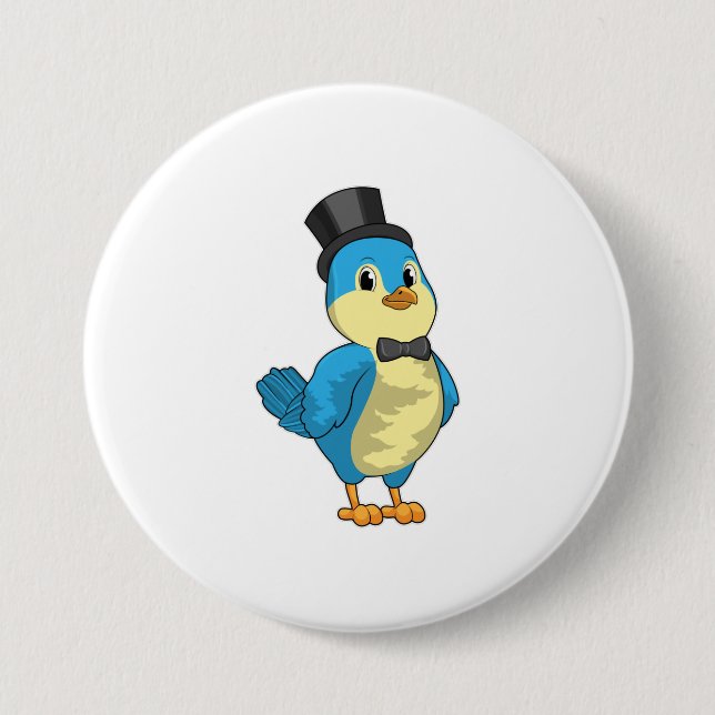 Bird as Groom with Ribbon 7.5 Cm Round Badge (Front)