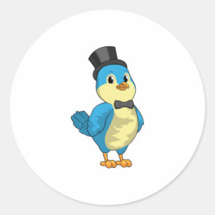 Bird as Groom with Ribbon Classic Round Sticker