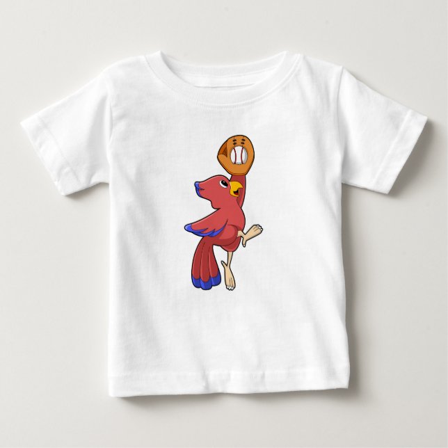 Bird at Baseball with Baseball glove Baby T-Shirt (Front)