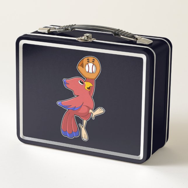 Bird at Baseball with Baseball glove Metal Lunch Box (Front)
