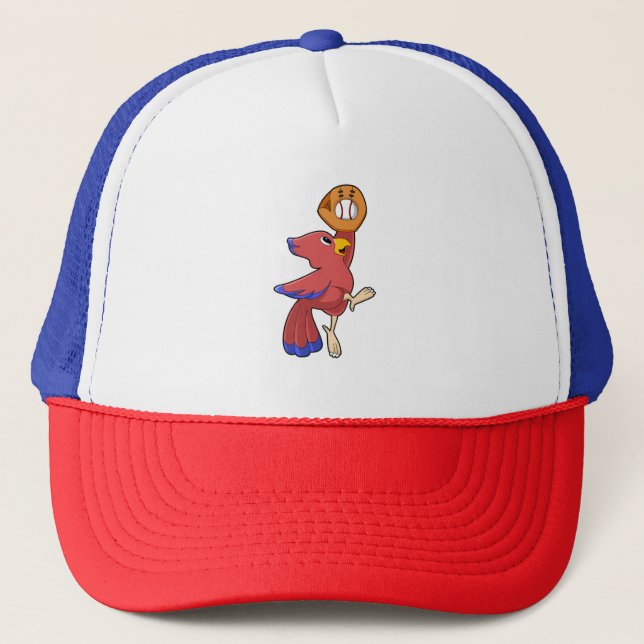Bird at Baseball with Baseball glove Trucker Hat (Front)