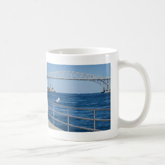 Bird at Blue Water Bridge Coffee Mug