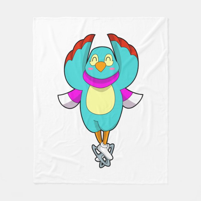 Bird at Ice skating with Ice skates.PNG Fleece Blanket (Front)