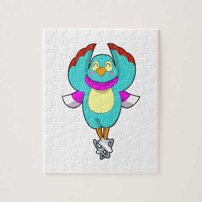 Bird at Ice skating with Ice skates.PNG Jigsaw Puzzle (Vertical)