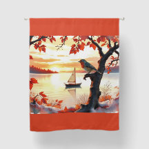 bird Autumn Sunset Sailboat