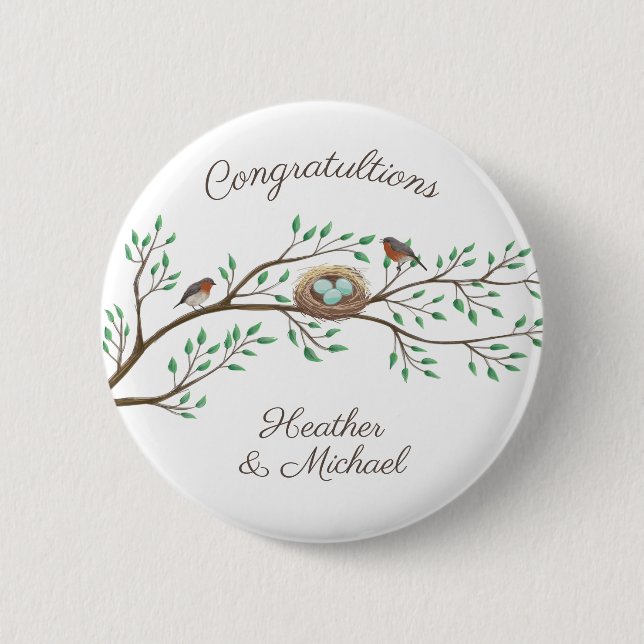 Bird Baby Shower Spring 6 Cm Round Badge (Front)