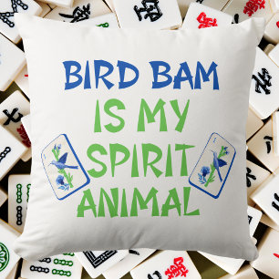 Bird Bam is My Spirit Animal Mahjong Bird Tiles Cushion