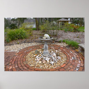 Bird Bath at the Orman House, Apalachicola, Florid Poster