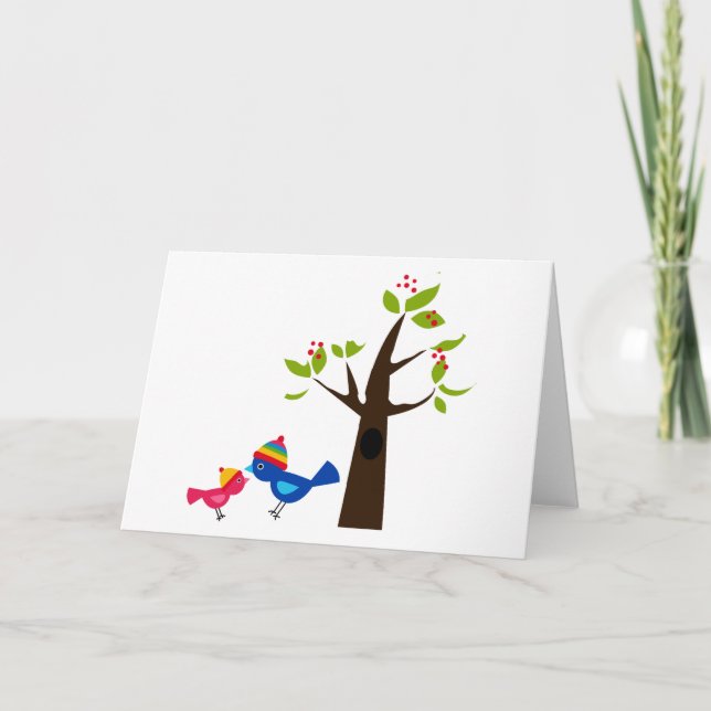Bird Birds Mum Kid Family Tree Cute Cartoon Animal Card (Front)