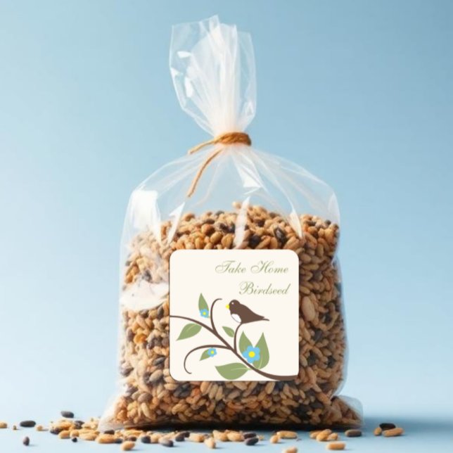 Bird Birthday Take Home Birdseed Square Sticker (Creator Uploaded)