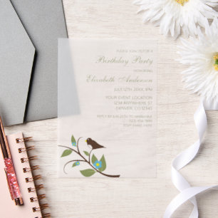 Bird Birthday Vellum Invitations