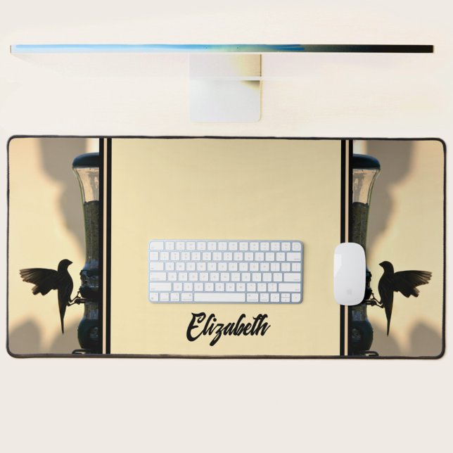 Bird Black Silhouette Golden Yellow Customisable Desk Mat (Creator Uploaded)