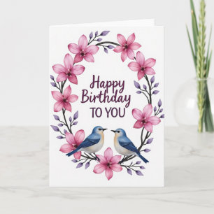 Bird Blossom Birthday Card