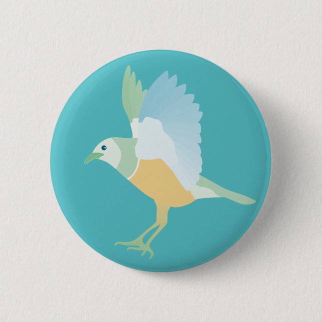 bird(blue) 6 cm round badge (Front)