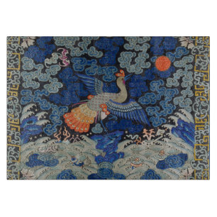 Bird Blue Chinese Embroidery Vintage Cutting Board