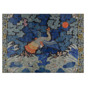Bird Blue Chinese Embroidery Vintage Cutting Board
