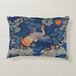 Bird Blue Chinese Embroidery Vintage Decorative Cushion