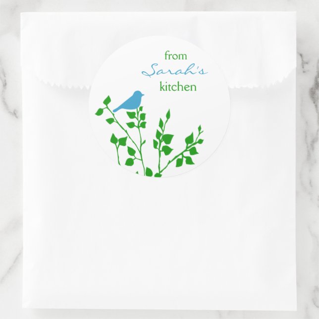 Bird Blue Green Baking and Canning Stickers (Bag)