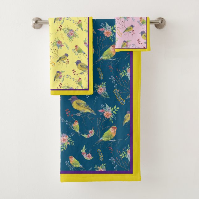 Bird Botanical Bath Towel Set (Insitu)