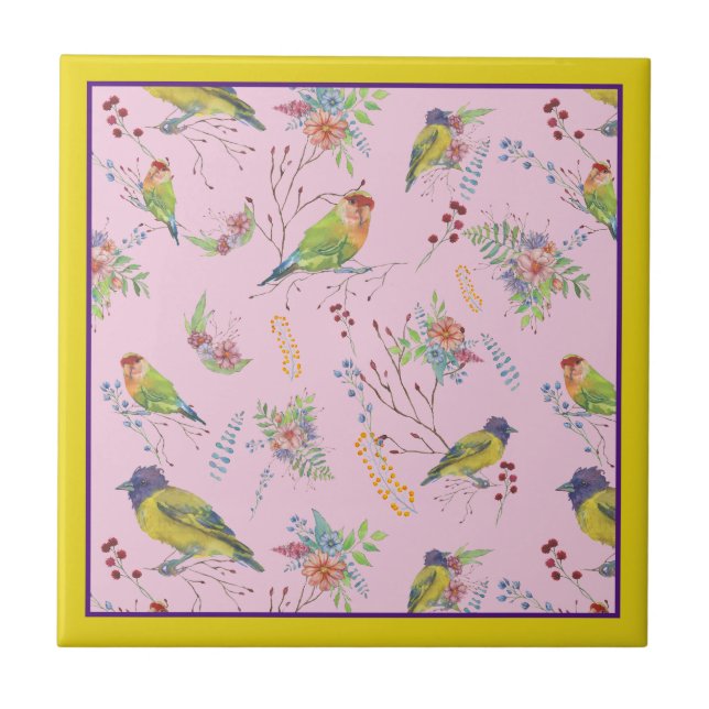 Bird Botanical Ceramic Tile (Front)