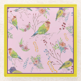 Bird Botanical Glass Coaster