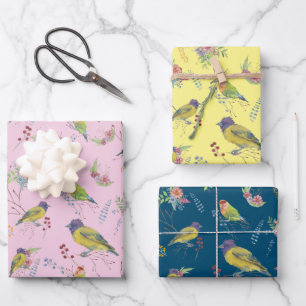 Bird Botanical  Wrapping Paper Sheet