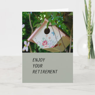 Bird Box with Pretty Flowers Retirement Card