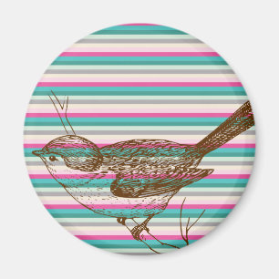 bird branch animals nature colourful pattern art magnet