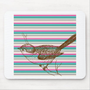 bird branch animals nature colourful pattern art mouse pad