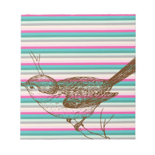 bird branch animals nature colourful pattern art notepad