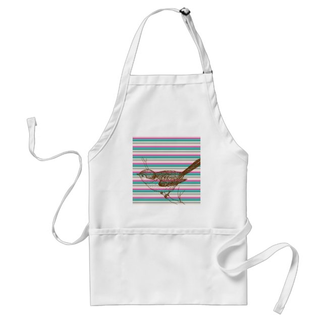bird branch animals nature colourful pattern art standard apron (Front)