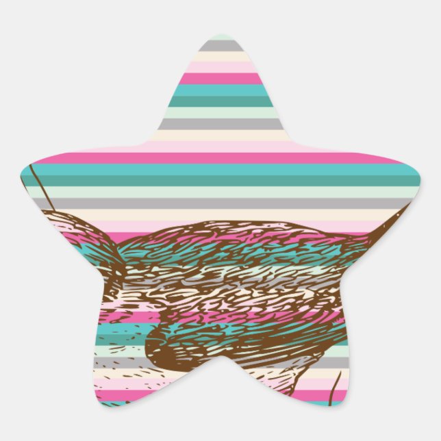 bird branch animals nature colourful pattern art star sticker (Front)