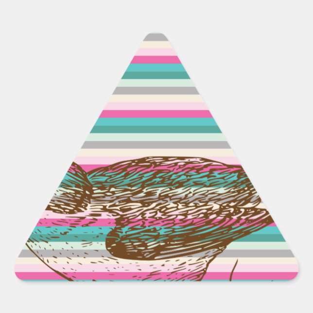 bird branch animals nature colourful pattern art triangle sticker (Front)