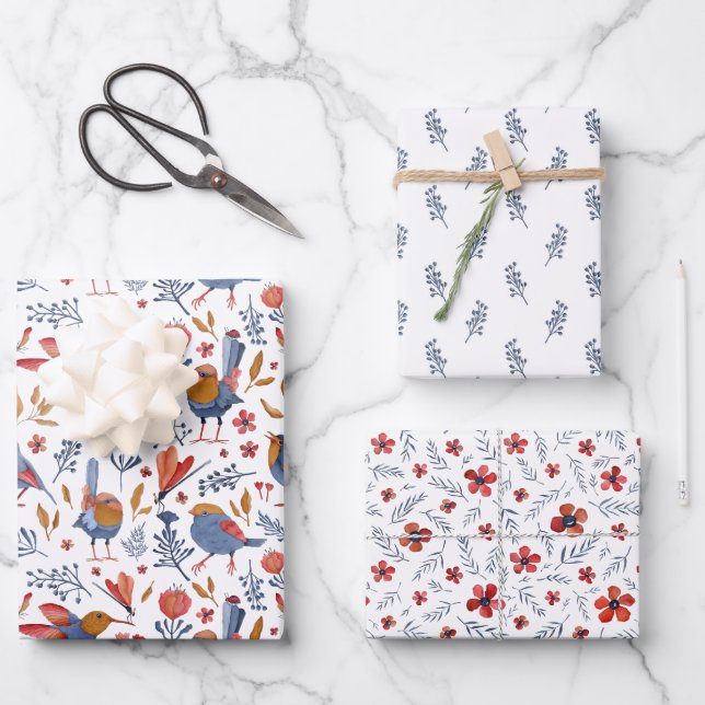 Bird, Bugs & Magenta Gift Wrap (Front)