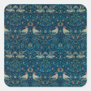 Bird by William Morris, Vintage Garden Textile Art Square Sticker