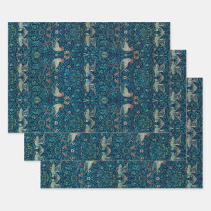 Bird by William Morris, Vintage Garden Textile Art Wrapping Paper Sheet