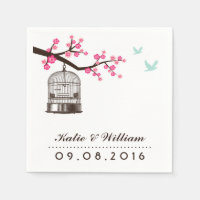 Bird Cage and Flower Paper Napkins for Wedding
